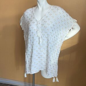 Anthropologie Z&L gold and white palm tree swimsuit cover up size S